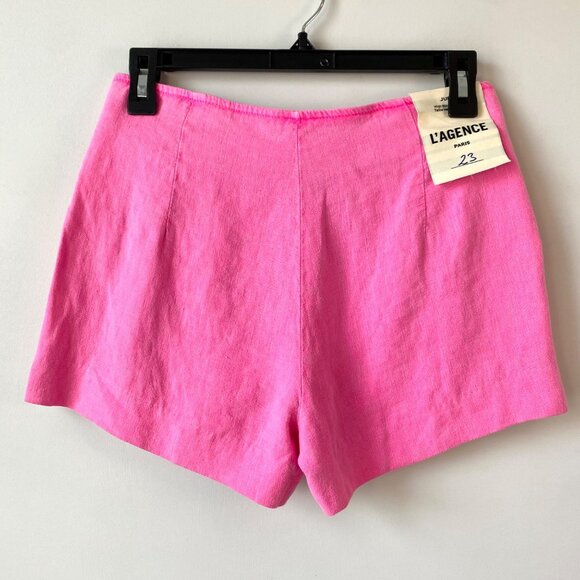 L'Agence Jude High-Rise Sailor Shorts Womens‎ Size 23 Pink Linen Casual Chic - Picture 7 of 11